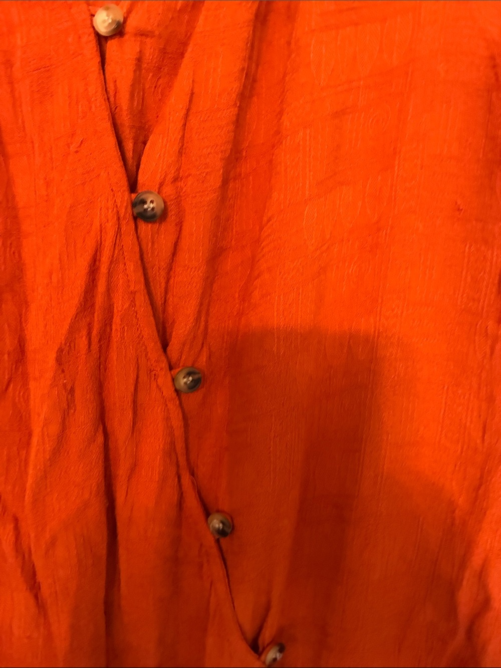 Democracy Rust Orange Button-Front Peasant Tunic - Picture 3 of 8